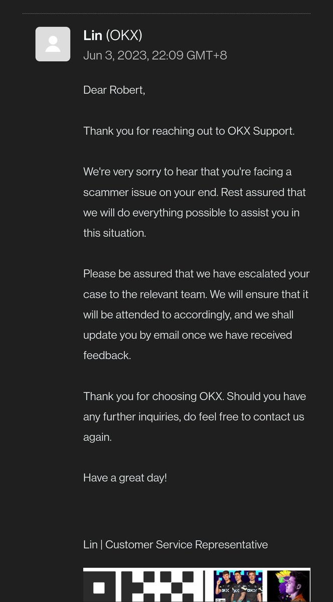 DefiFella's tweet image. All information has now been passed to okx and we&apos;re waiting for the relevant team to contact us.

Two verified channel members @VincentOKX and @LoganOKX scammed us so if we don&apos;t get a response we like we will be taking legal action against OkX to not only doxxed these two to…