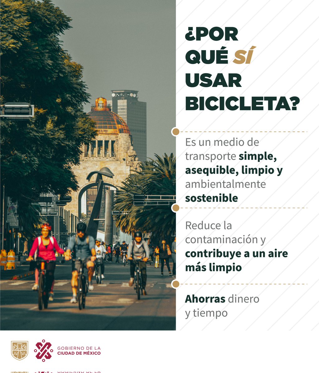 GobCDMX's tweet photo. ¿Qué mejor que celebrar el #DíaMundialDeLaBicicleta en #LaCiudadQueLoTieneTodo? 😎🚲

Te compartimos cinco razones que confirman que es el mejor medio de transporte. 💚 https://t.co/JwBC5pqsRn