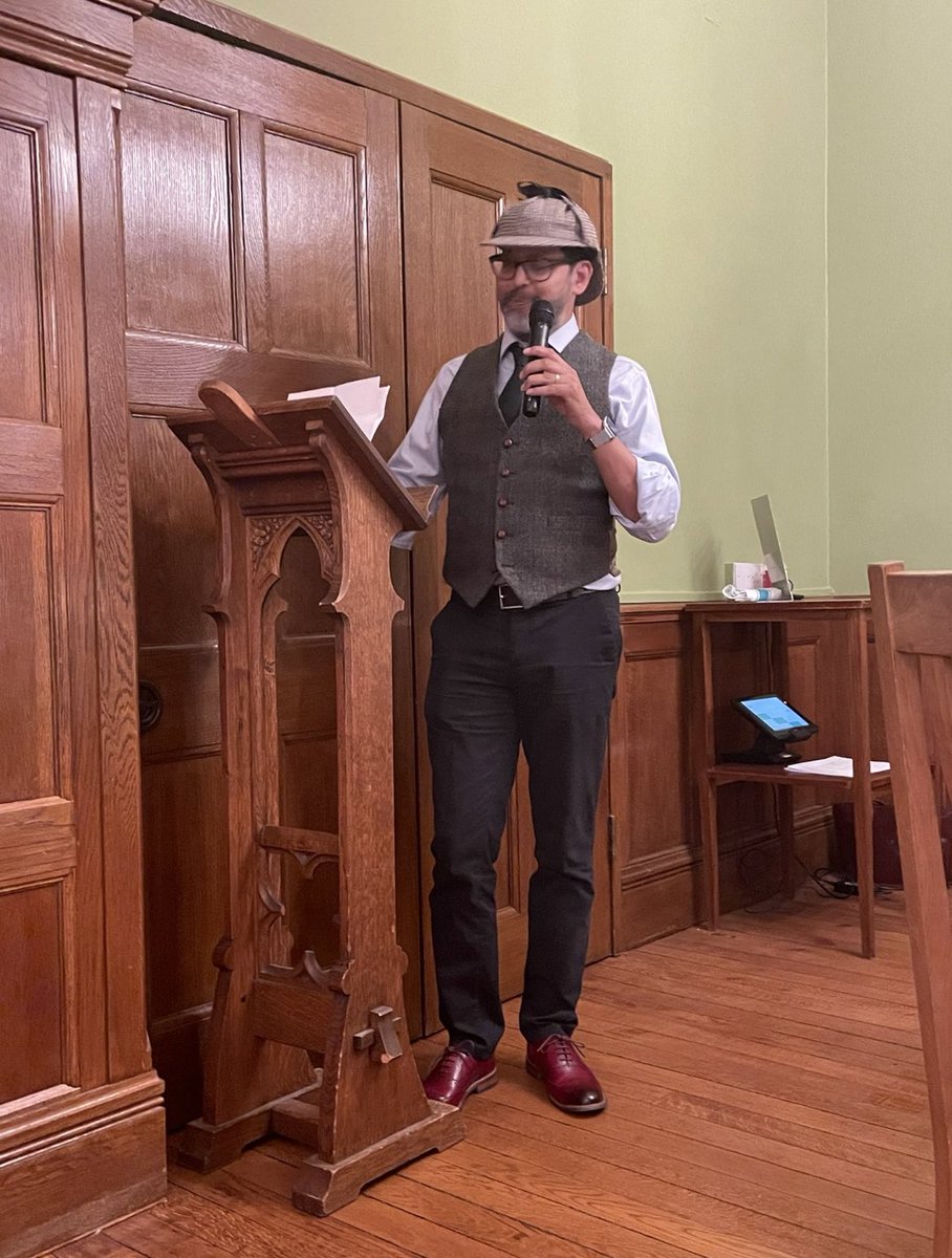 TraversOxf's tweet photo. Not just the deerstalkers - polish up those brogues, there are no half measures for the cast of the brilliant @HildasCrime Whodunnit … https://t.co/zm5SEqJJse