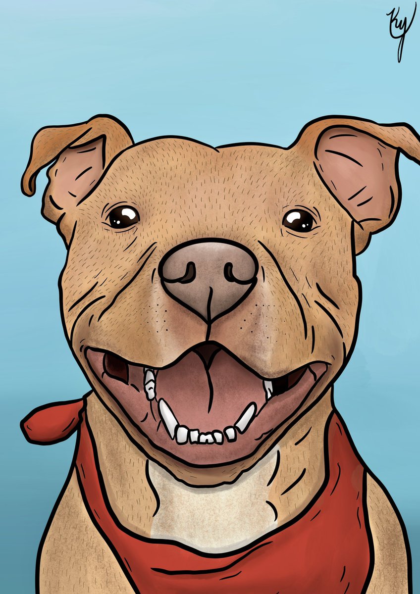 Smile! 😁 #pitbulls #customart #petportrait #cutedogs #drawing #digitalart #custompetportrait #dogsofinstagram #doglover #doglife #portrait #cartoon #cartoonart