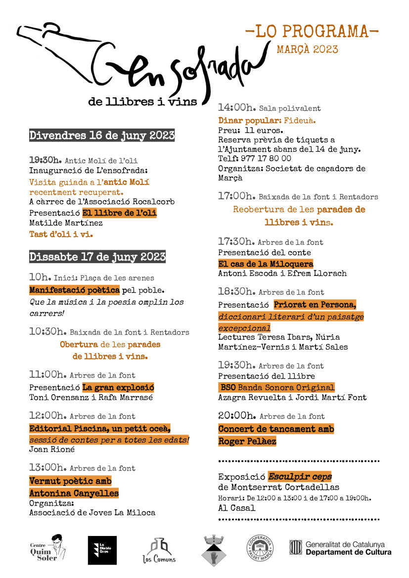 LoDiableGros's tweet photo. Els dies 16 i 17 de juny, no deixeu de vindre a #L_ensofradA a Marçà. Aquesta n'és una programació reduïda!!! https://t.co/cEwuA3vYxl
