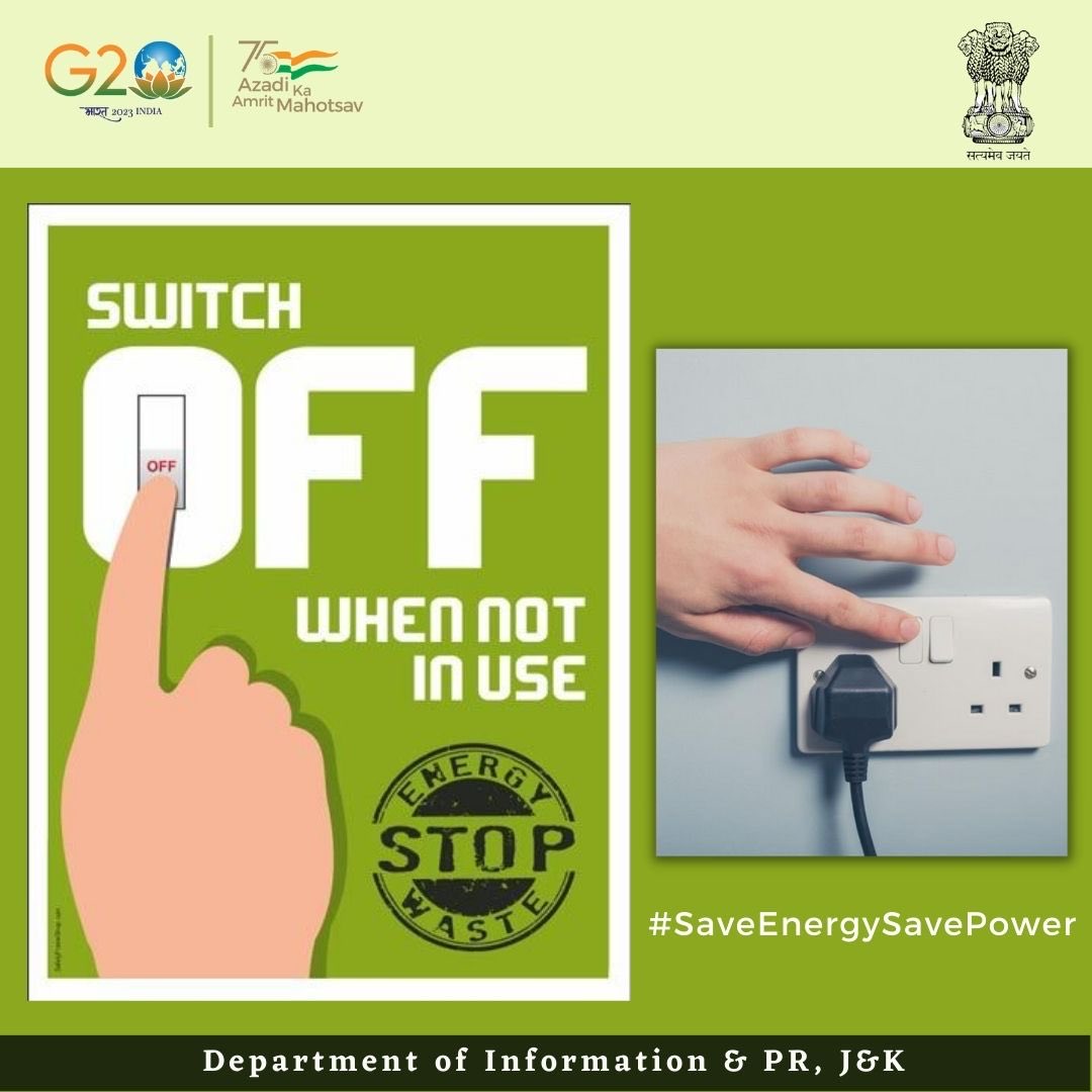 dckupwara's tweet photo. #SaveEnergySavePower
Always Switch off lights, electrical appliances when not in use
@diprjk
@ddnewsSrinagar
@ddnews_jammu https://t.co/TDup8D3519