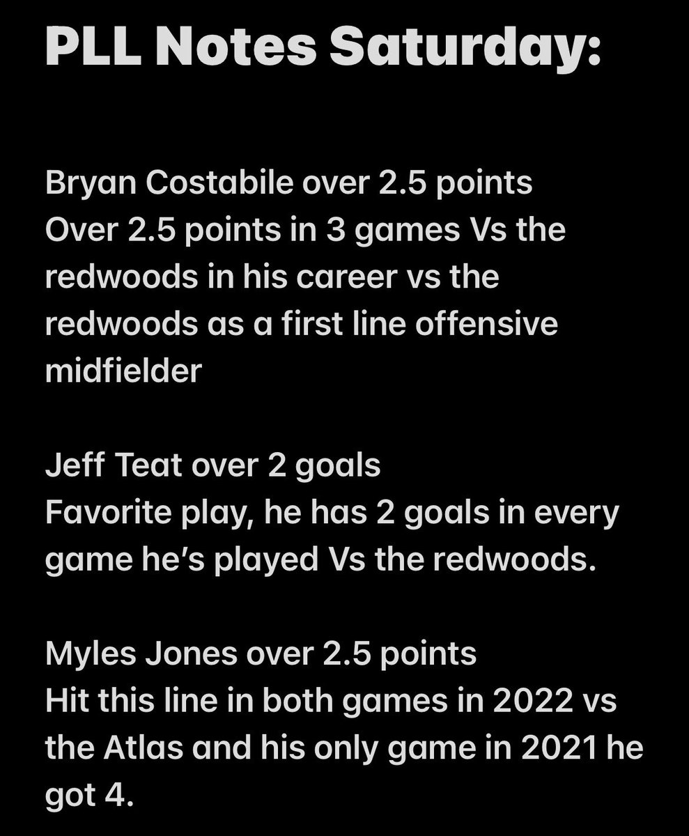 LLodre's tweet photo. Here are my plays for Saturday’s games. Top 3 are Moore, Teat and Schreiber. So glad that #LAXISBACK! Let’s eat!!! #PrizePicks https://t.co/bSpsOGsbxn