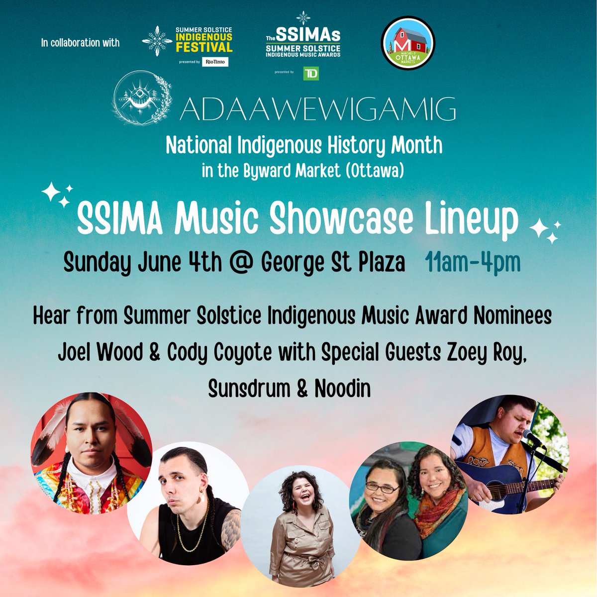 Come spend the day with us in the Byward Market tomorrow (June 4th) 

Deadly performances by SSIMA nominees Joel Wood, <a href="/CodyCoyoteMusic/">Cody Coyote</a> and specials guests. 

Hosted by our store Adaawewigaming and in partnership with <a href="/ottawasolstice/">Summer Solstice Festival 2024</a> &amp; <a href="/OttawaMarkets/">Marchés d'Ottawa Markets</a>