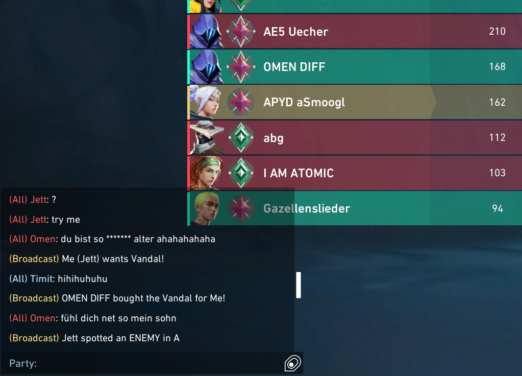 aSmoogl's tweet photo. Hey, wie findet ihr eigentlich euer Aushängeschild?  @AE5eSports  Nicht nur, dass unsere Community ohnehin schon unfassbar toxisch ist, sondern hier wird 1) gestreamsniped und 2) super respektlos miteinander umgegangen. IDK, scheint normal zu sein heutzutage #VALORANT https://t.co/vuHOwwlswf