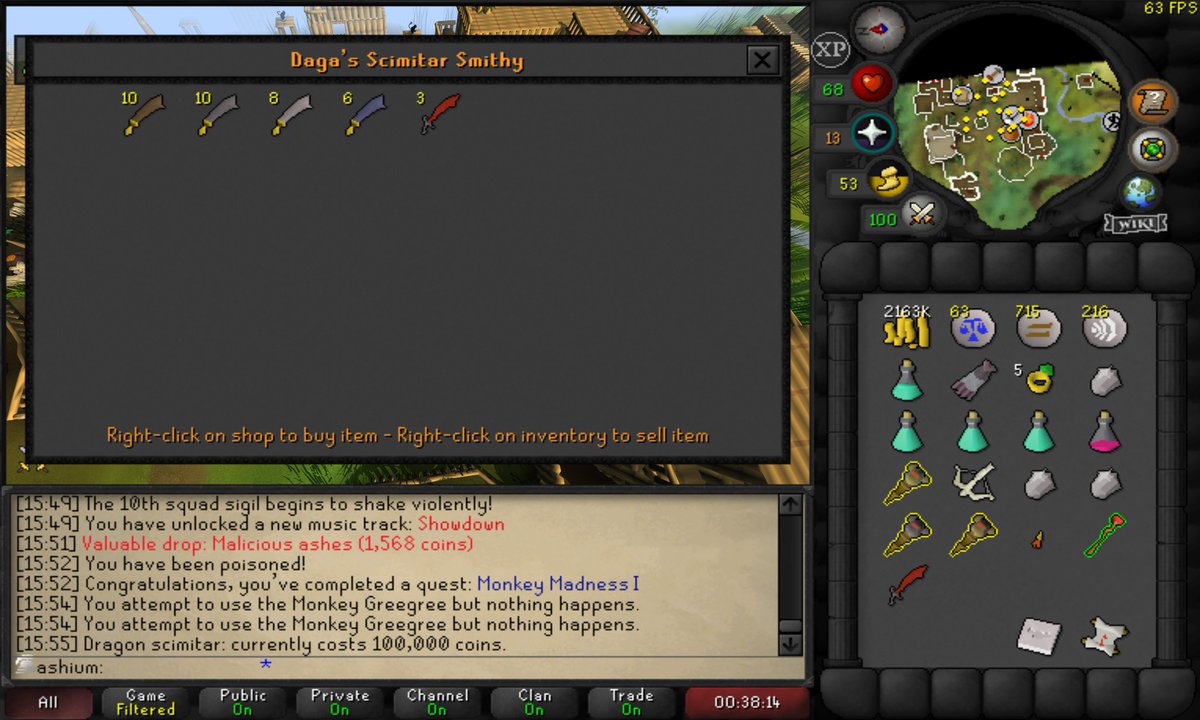 inplayash_'s tweet photo. Monkey Madness 1 completed, Dragon scimitar obtained! 

HUGE upgrade for the account and will be our BIS melee weapon for a long time. That quest made me sweat a bit haha... Ape Atoll is a dangerous place!

#uim #99slayer #osrs #runescape #ironman #ultimateironman https://t.co/50RVRiQnDs