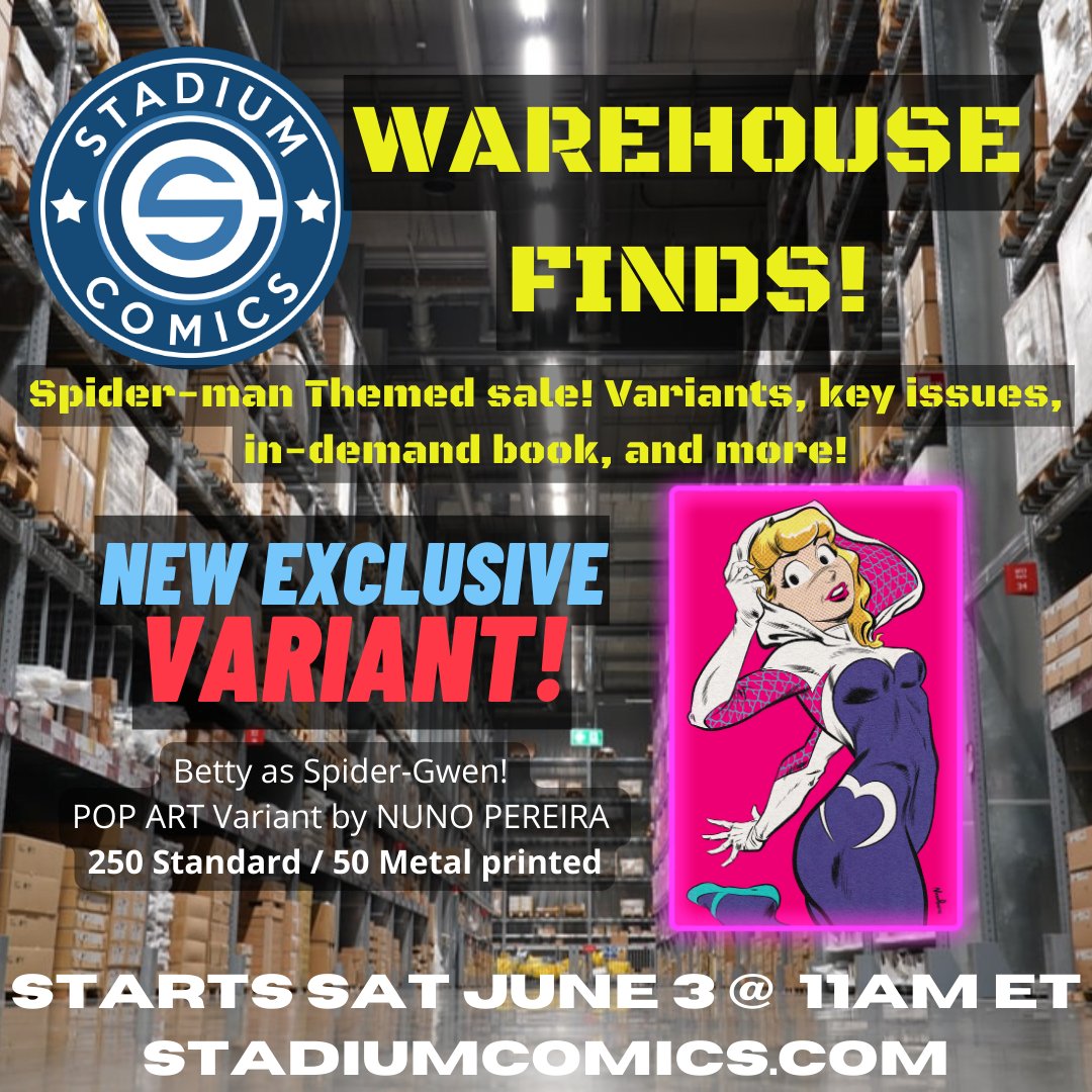Pre-orders for our next @ArchieComics POP ART exclusive variant by Nuno Pereira AND our Spider-man themed WAREHOUSE FINDS sale are LIVE NOW! Act now, quantities are limited! Details:mailchi.mp/stadiumcomics/…