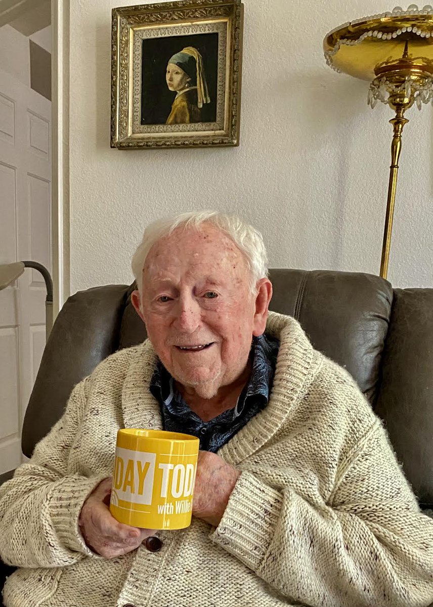 kelly_biele's tweet photo. .@WillieGeist Hi Willie! My grandpa, Alfee Gross, is celebrating his 100th bday! He’s a WWII Navy vet &amp; plays bridge 5x/week. His secret? Being positive. He watches your show every week &amp; is a proud owner of the big ol’ yellow mug. He'd love a shoutout. Thank you! #SundayTODAY https://t.co/AYvbYwOVqz