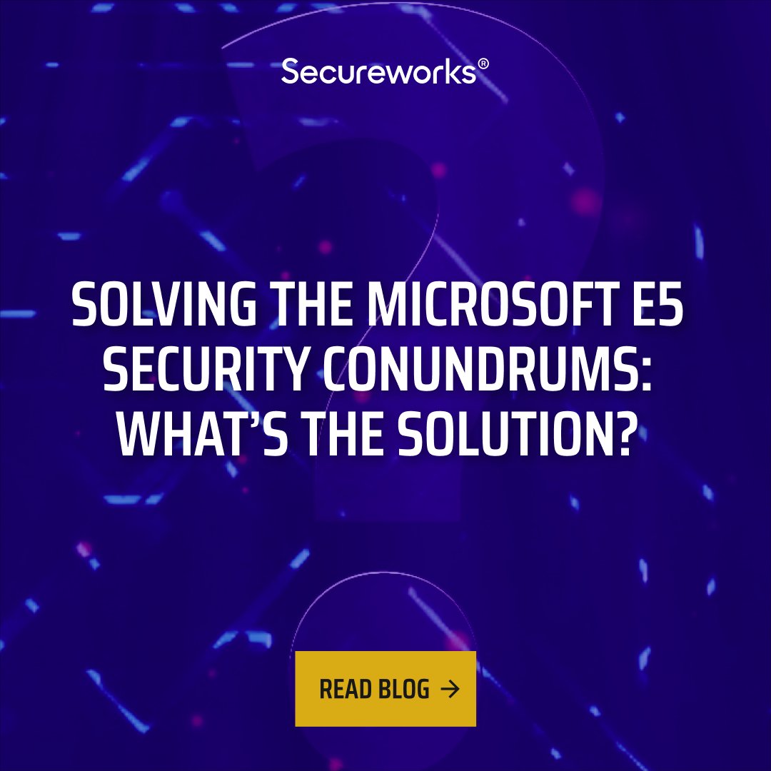 Secureworks's tweet photo. There's a gap between your #MicrosoftE5 offerings and your total #cyberdefense needs
Secureworks #MDR pairs with E5 to extend your detection capabilities and allowing you to fully leverage solutions you've already paid for: https://t.co/QnH6NuBUN2 #SCWXE5 https://t.co/ggNpvWAPfz