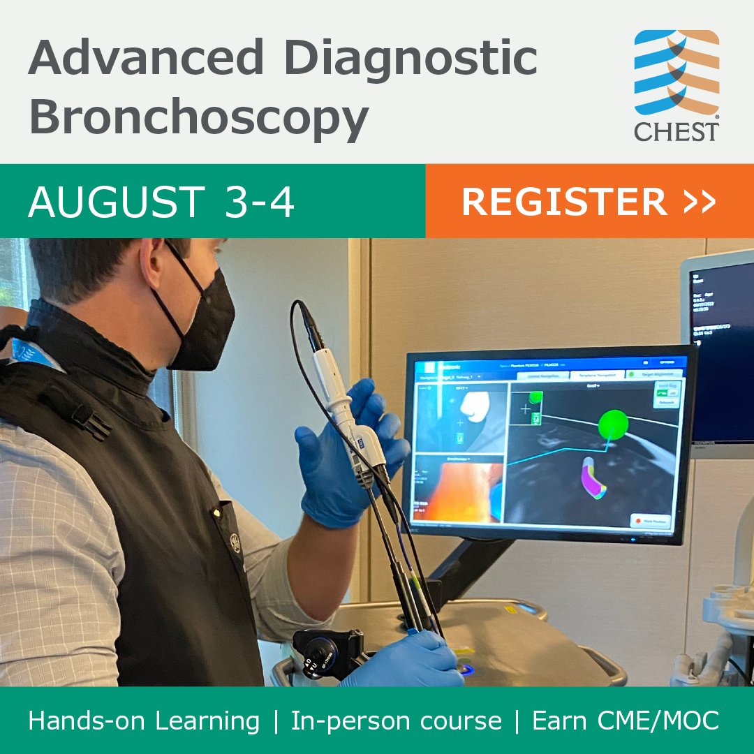 accpchest's tweet photo. Explore the indications and outcomes of bronchoscopic techniques for peripheral lung lesions through high-fidelity simulation. Register now: https://t.co/K9wCvEQzS5
#CHESTSim #MedEd #MedTwitter https://t.co/WQfVnk3Eiw