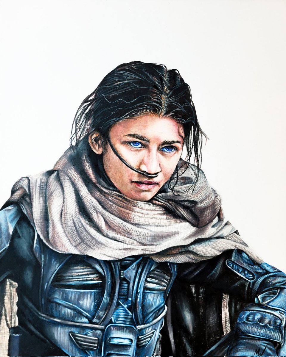 mattwart1's tweet photo. "This is only the beginning." My colour pencil drawing of Chani from @dunemovie (2021) #dune #dunemovie  #legendary #fremen #fanart #drawing #chani #zendaya #frankherbert #artist #coloredpencil #realisticfanart #drawings #art #artwork https://t.co/7D4ed2uBoN