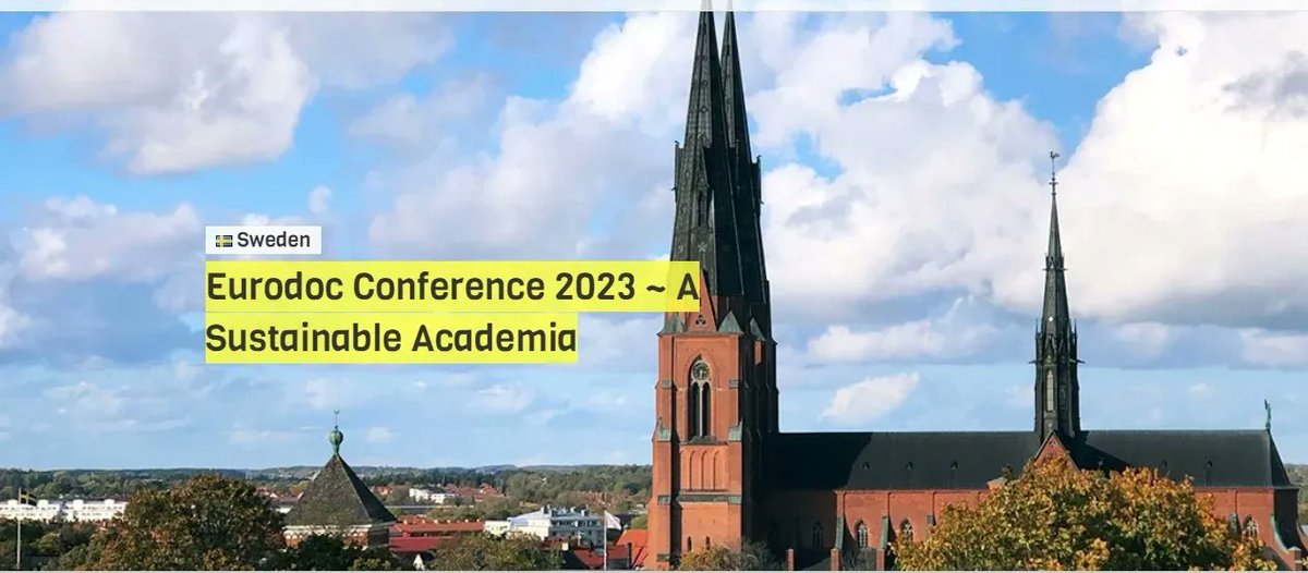 Eurodoc's tweet photo. 😍 Join us at the annual Eurodoc conference focusing on the conditions of early career researchers (ECRs), particularly doctoral candidates, which will be held in a hybrid form on June 7-8, 2023 with the physical events taking place in Uppsala, Sweden. 
#Eurodoc https://t.co/9rSBhHcaBp