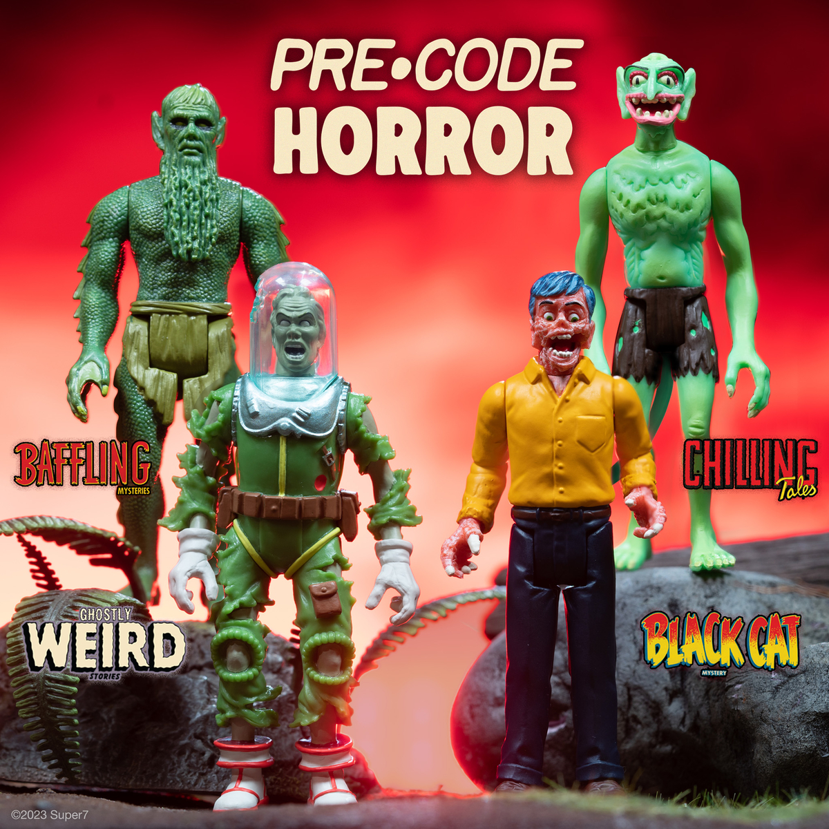super7store's tweet photo. Let's kick off the weekend with...a GIVEAWAY! 
For a chance to WIN a set of the Pre-Code Horror ReAction Figures you must:
1. RT &amp; follow us @super7store 
2. Comment with your favorite Pre-Code Horror ReAction Figure! 
Bonus points to tag a friend who should be following #Super7! https://t.co/Cj2boxsD2y