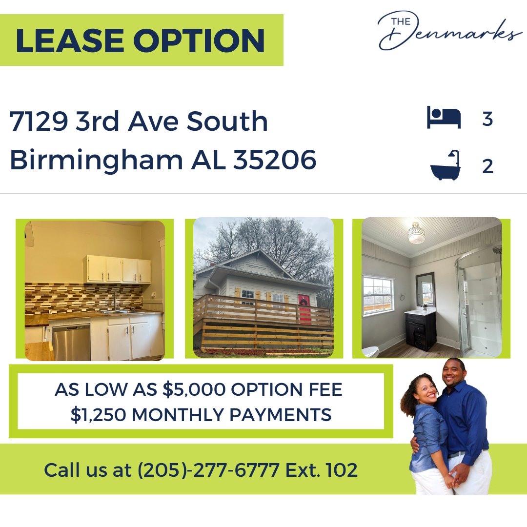 For as low as $5,000 Option Fee, you can lease options this cozy home today! Call us now at (205)-277-6777 Ext. 102 #dphomebuyers #denmarkproperties #antonioandashleydenmark #webuyhouses #birminghamalabama #realestate #nicehomes #leaseoptions