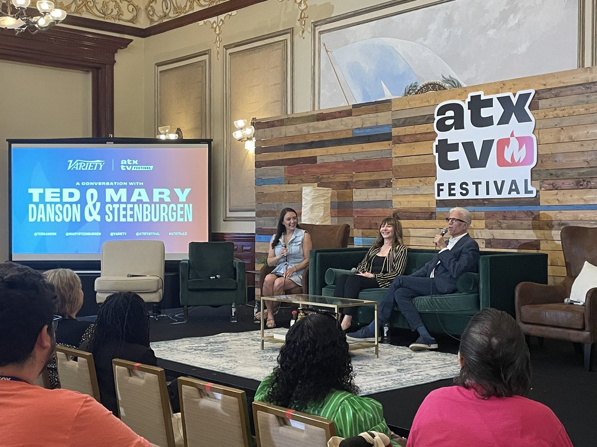 ATXFestival's tweet photo. A Conversation with @MarySteenburgen and @TedDanson presented by @Variety is as great wake-up on a summer Saturday at #ATXTVs12. https://t.co/SshyaTURcE