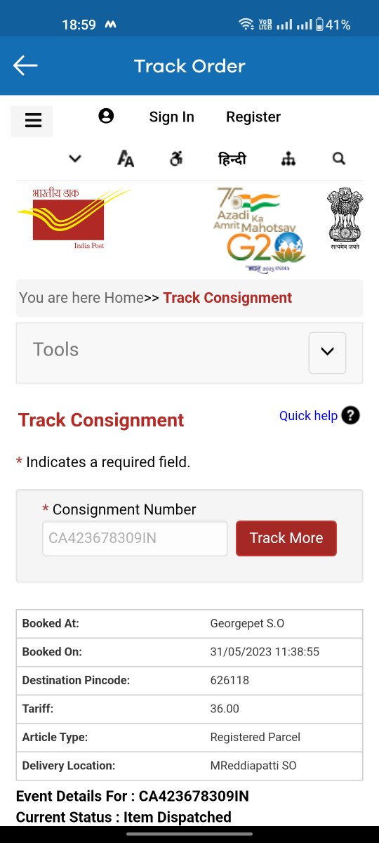manasapatri's tweet photo. @IndiaPostOffice I have booked 2 parcels on 30th may and 31 st may there is no update after that. Kindly look into the issue https://t.co/lFZYsQPGYe