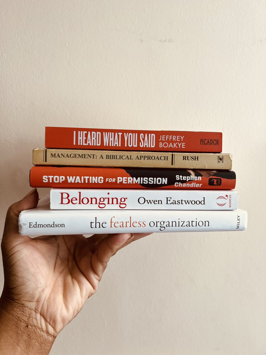 RHeducation's tweet photo. WHATS ON YOUR READING LIST? 📚
2x Gifted
⁃Management- A Biblical Approach
⁃Stop waiting for permission
2x Recommended for studies
⁃Belonging
⁃The fearless organisation
1x New purchase
⁃I heard what you said
#readforpleasure #readforgrowth https://t.co/wHbTDK2NHg