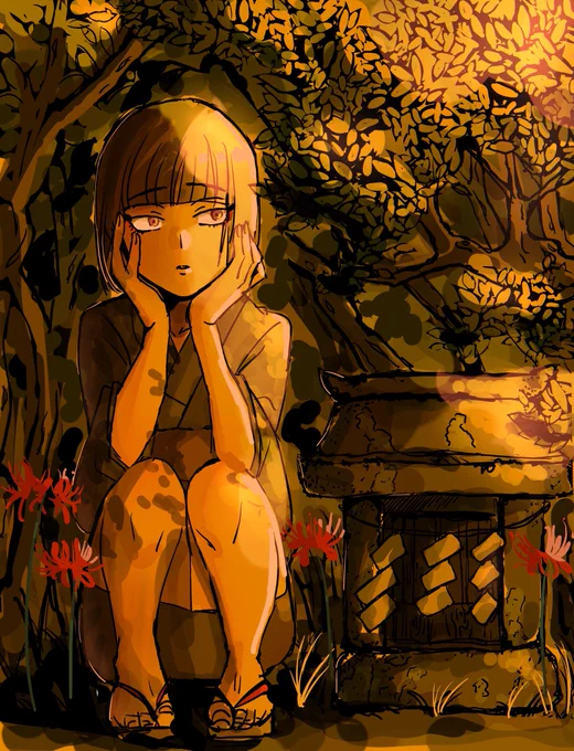 夕暮れの男の娘ギツネ