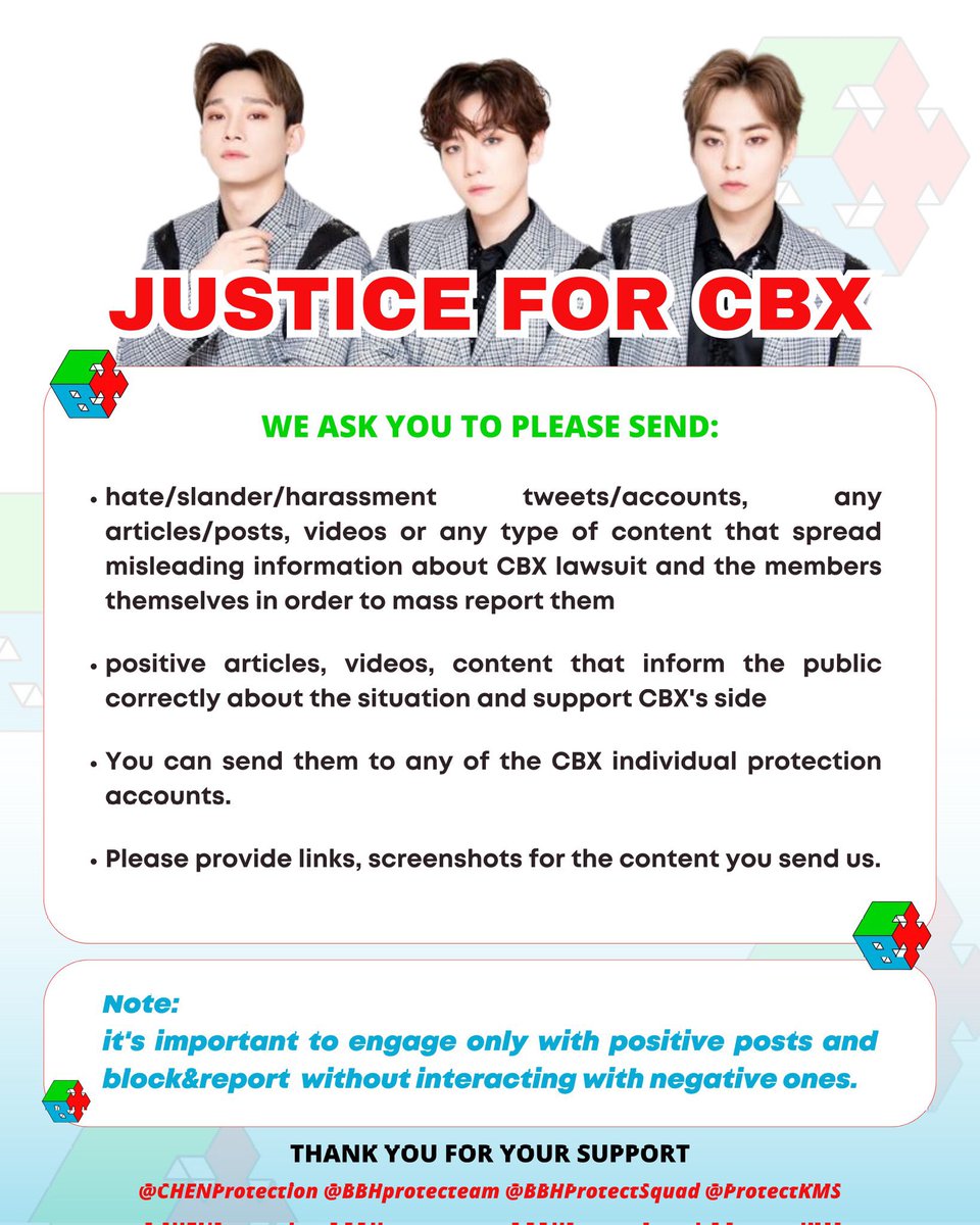 CHENProtection's tweet photo. ‼️JUSTICE FOR CBX‼️

We are asking you to read this announcement ! 

#WeStandWithCBX
#WeStandWithBaekhyun
#WeStandWithChen 
#WeStandWithXiumin 

- CBX PROTECT TEAM -

@CHENProtection @BBHprotecteam @BBHProtectSquad @ProtectKMS https://t.co/42PG0Mdm3N
