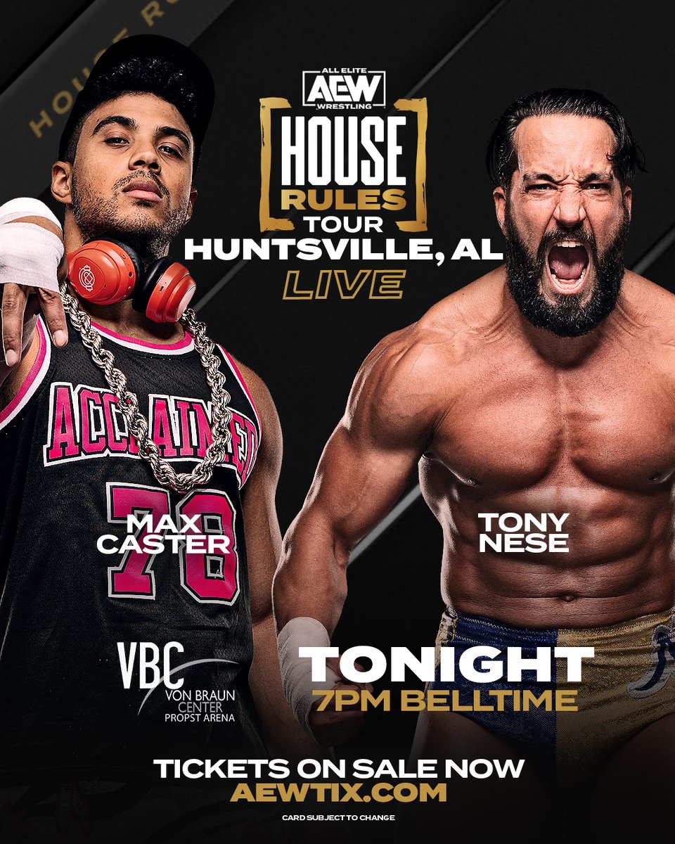 All Elite Wrestling on Twitter "TONIGHT the AEWHouseRules Tour comes