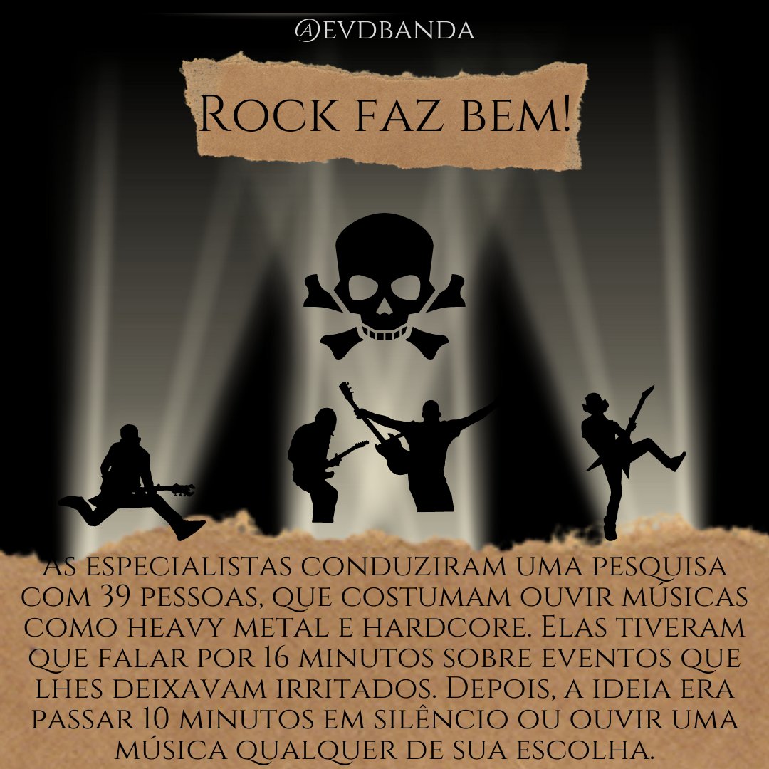 EVDBanda's tweet photo. O rock tem o poder de acalmar, ajuda a combater a depressão e inspiram pensamentos positivos

#fazbem #fazbempravocê #rock #rockandroll #musicoterapia #rockpesado #emoções #pensamentopositivo #depressão #combateadepressao #inspiração #inspiracao #saúde #saude #bemestar #pesquisa https://t.co/VvuT1OusS1