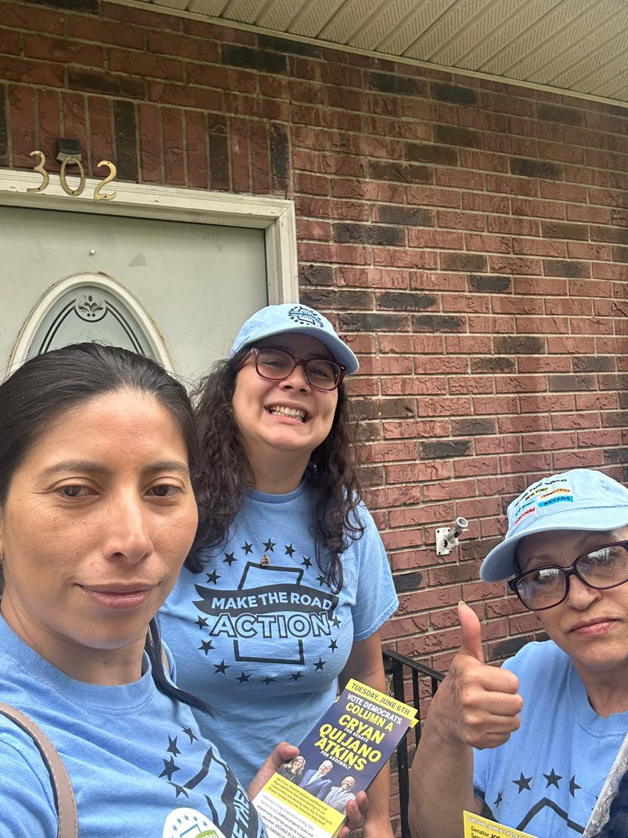 MakeRoadActNJ's tweet photo. 💪🏽We are in full #GOTV mode speaking with Latinx, BIPOC and new citizen voters to urge them to vote early. 

🗳️ Eligible voters can vote early today and Tomorrow. 

‼️And don’t forget Election Day is Tuesday June 6

Do you have a plan to vote?

👉🏾 https://t.co/lpxRbFZfYt https://t.co/kOwXglRkbV