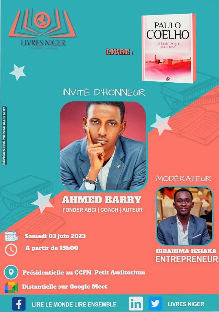 #47me rencontre mensuelle du Club de Lecture aujourd'hui sur "le manuscrit retrouvé" par @paulocoelho au <a href="/ccfnjr/">@ccfnjeanrouch</a> moderé par #IbrahimIssaka un grand lecteur des œuvres de Paulo Coelho!
#47 mois de lectures
#Lire 
#PauloCoelho
#LivresNiger
#LeManuscritRetrouvé 
#Littérature 
#Niger