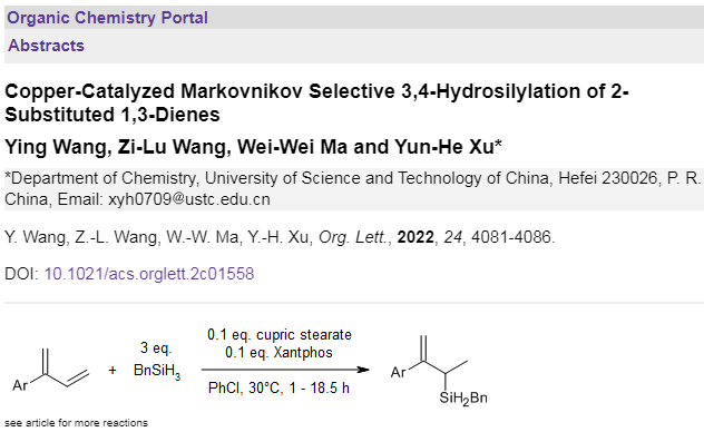 organic-chemistry.org/abstracts/lit8… 
The use of a bisphosphine ligand with a rigid backbone enables a copper-catalyzed regioselective Markovnikov 3,4-hydrosilylation of 2-substituted 1,3-dienes