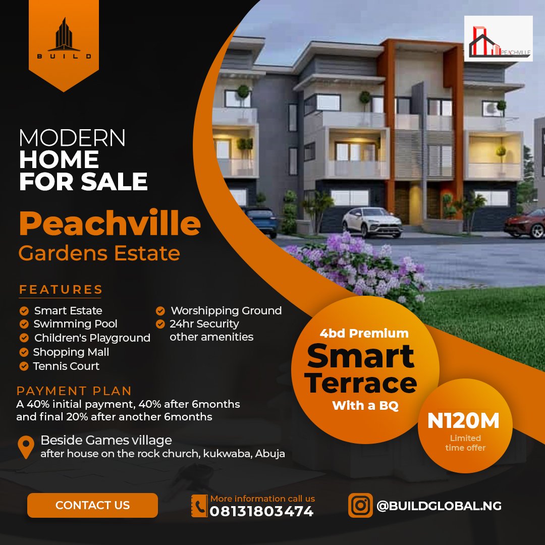 buildglobal_ng's tweet photo. 4bd Luxury Smart Terrace with a BQ | Kukwaba | For Sale ‼️
N120,000,000
☎️ 08131803474
#Build #MajorDevelopments https://t.co/W0aYlqbFNA