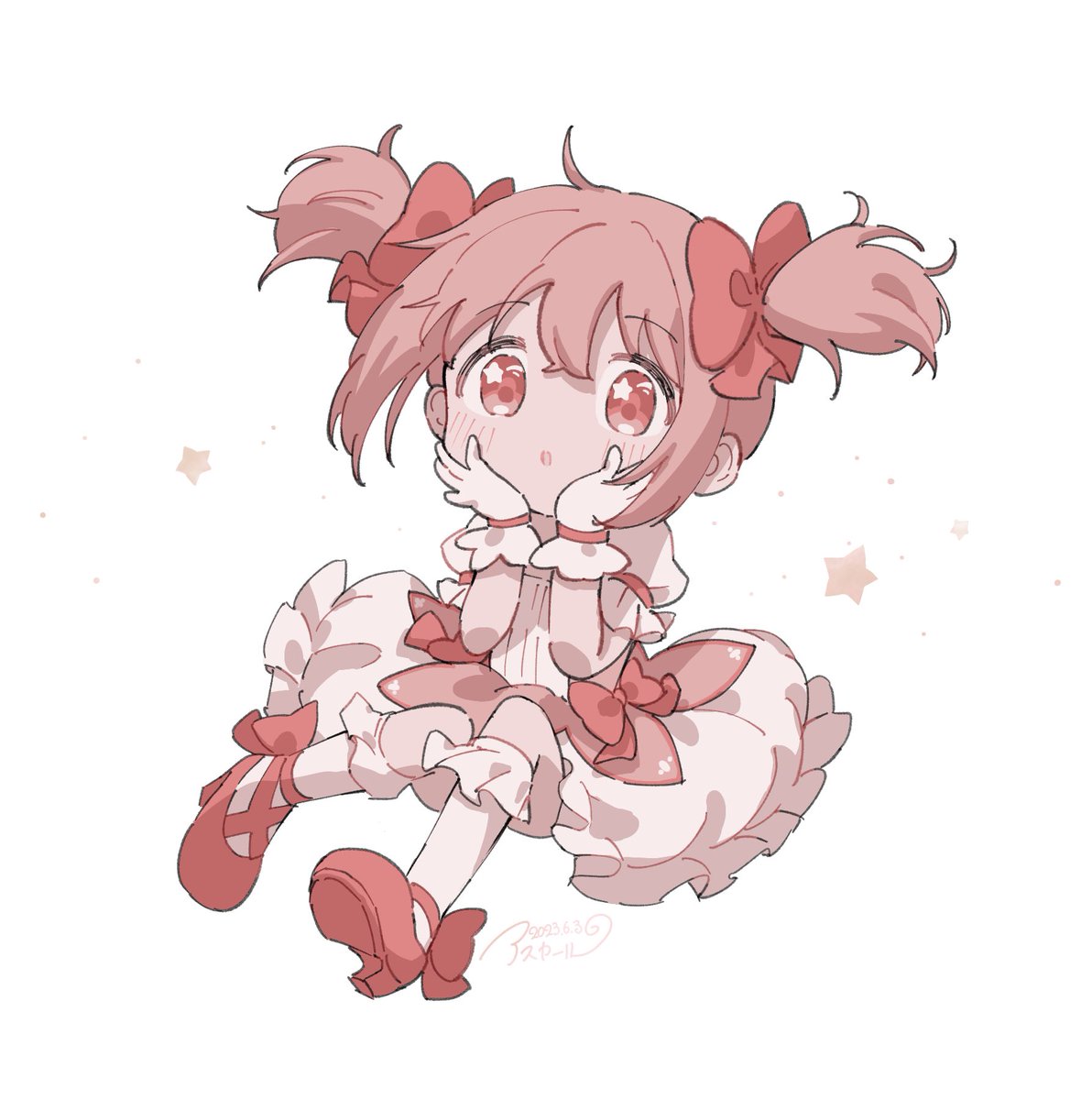 kaname madoka 1girl solo pink hair twintails simple background white background gloves  illustration images