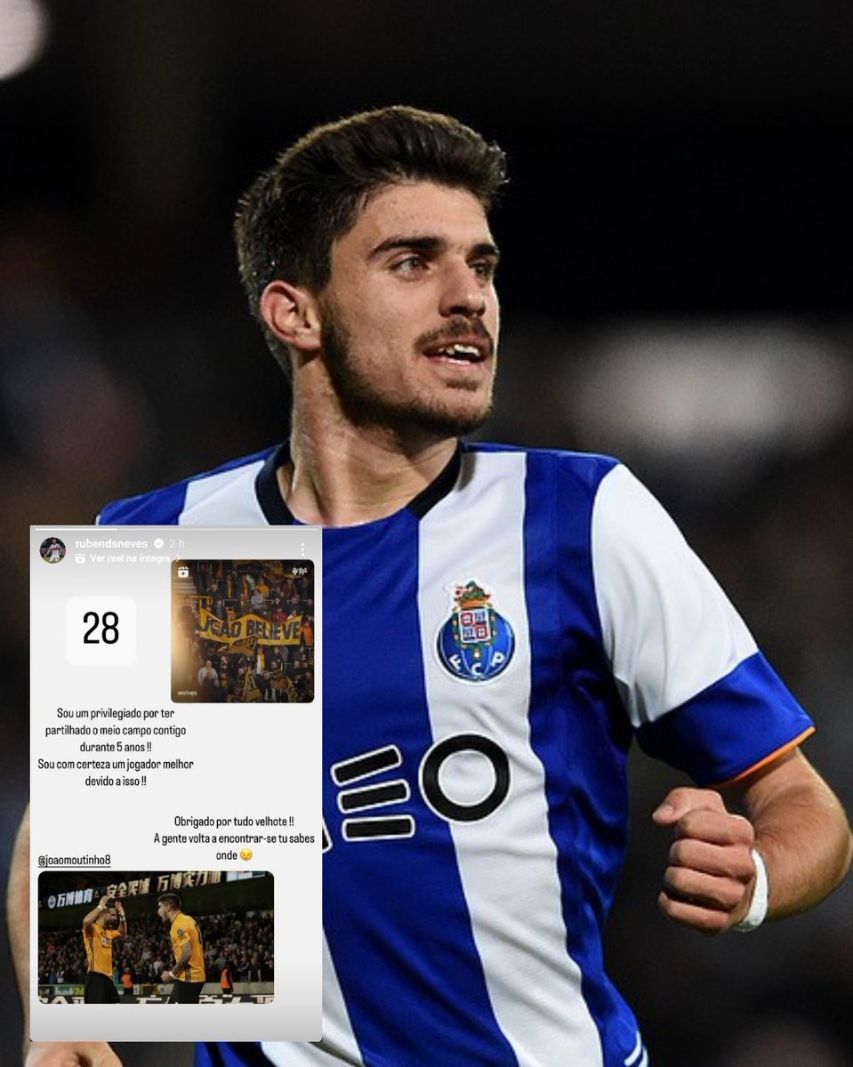 fcportofas19's tweet photo. Rúben Neves na despedida a João Moutinho que não renovou o seu contrato com os Wolves.

 🗣"A gente volta a encontrar-se tu sabes onde 😉"

Façam acontecer @FCPorto 🙏💙 https://t.co/XUSx5Wr6Va