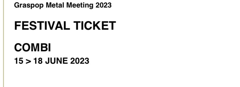 Archie_Caine's tweet photo. @GraspopMetal can I check this ticket will get me into boneyard on wednesday? Opening hours on the site just says “festival goers with a combi ticket” I just want to make sure https://t.co/j3xapvHm4p