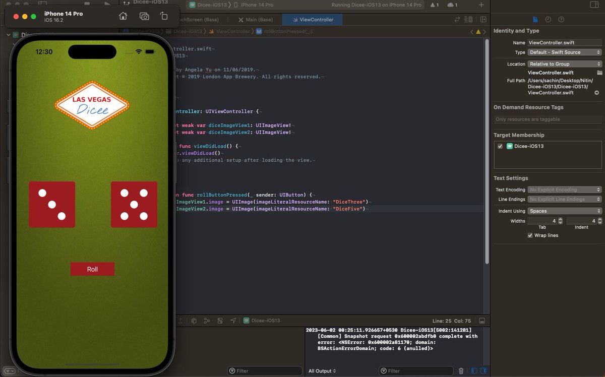 NitinAmbegave's tweet image. Day 4  
Section 4 of Dr Angela Yu’s  iOS development   ✔️Today I learnt: 
.
- how to link my design to my code 
- how to respond user interactions with IBActions  
.
#100DaysOfCode #100dayofswift #iosdev #100daysofcoding #xcode #angelayu #100DaysOfSwiftUI #SwiftUI