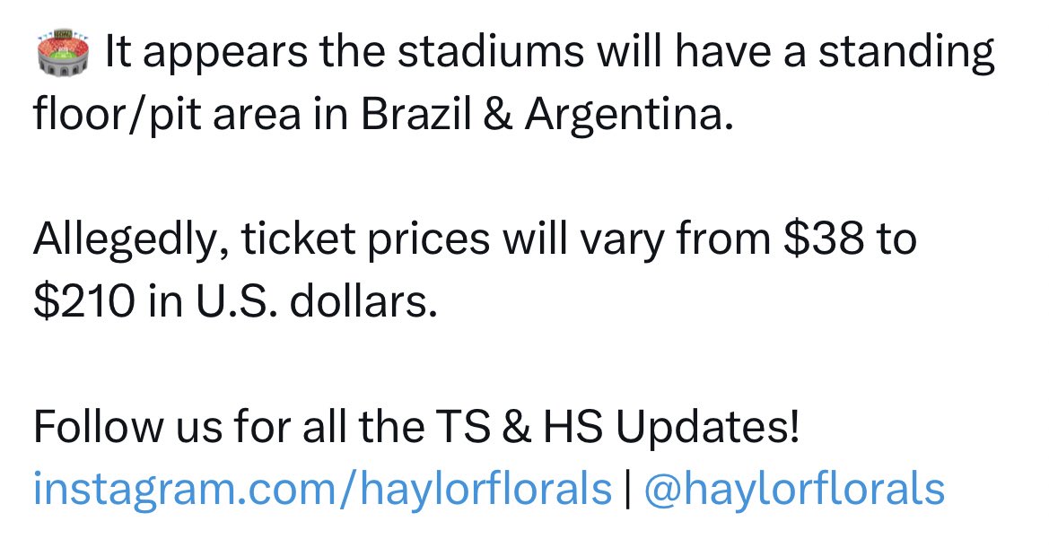 if you’re a LATAM fan and are not sure you will be able to afford taylor tickets and would want me to venmo you $30 to help buy a ticket reply to this!!! i want to help you guys out since it’s the first time she’s come there and will be many people’s first time seeing her!!!