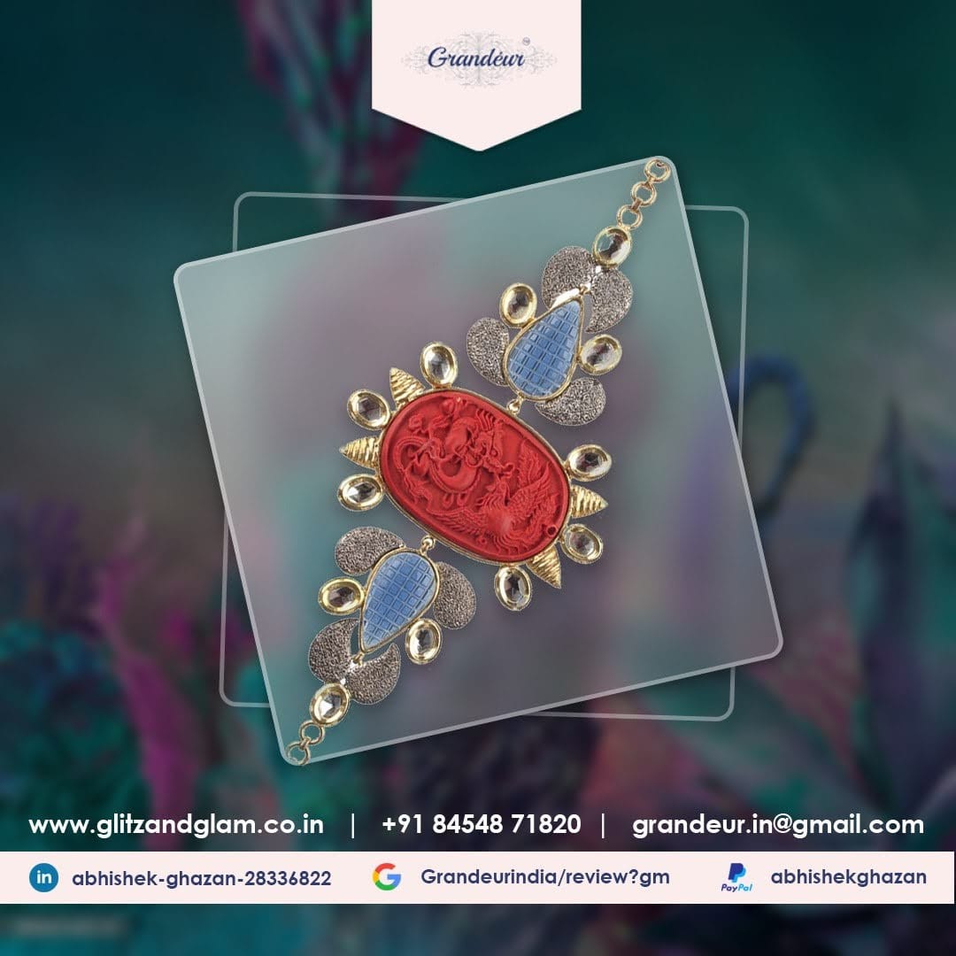 #grandeur #goldpolish #brassjewelry #bracelets #semipreciousstones #redcoral #polkijewellery #americandiamond #fashion #followforfollowback #rhodiumplated #bluesapphire #onlineshopping #bracelets #hautejoallerie #choker #luxurylife #jewelry #style #luxurygarments #bloggerstyle