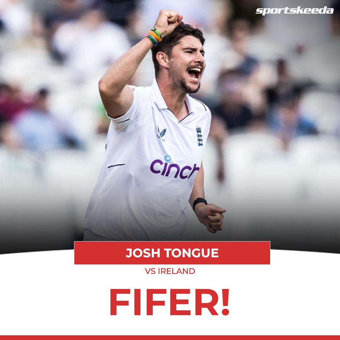 Josh Tongue marks his sensational debut with a fifer! 🤩

#England #IREvsENG #Cricket