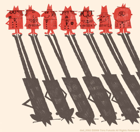 Love the work of Japanese illustrator Toru Fukuda (<a href="/Toru_Fukuda/">福田透</a>) - "Spies" from 2009.