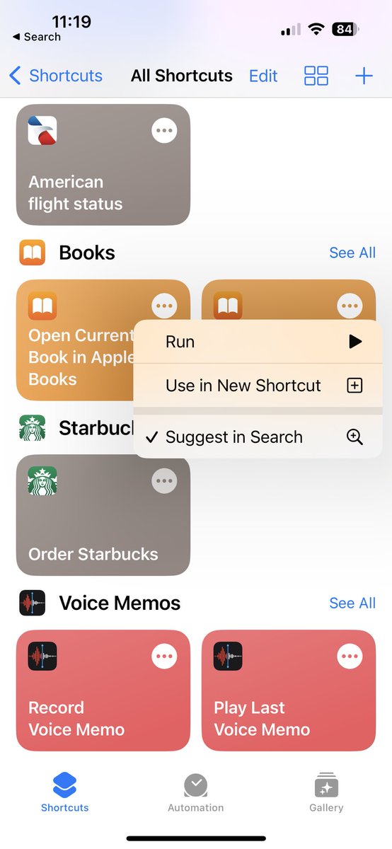 ChrisCavallucci's tweet photo. ⁦@AppleSupport⁩ it would be great if you could add an Edit button to the context menu for #Shortcuts thanks! #ux https://t.co/SQlr9URmP7