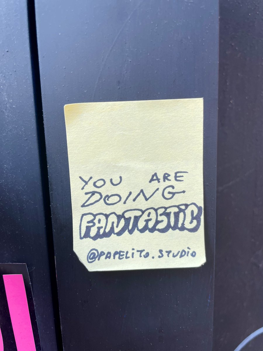papelito_studio's tweet photo. You are doing fantastic! - Brooklyn NY
Tag someone who needs to see this or RT to spread some love! ❤️#art #artist #urbanart #streetart #papelitostudio #papelito #papeliti #lettering #postit #littlepaper #inspiration #kindness #lfg #veeminders #veefriends @veeminders @veefriends https://t.co/xv7tJtE0jy