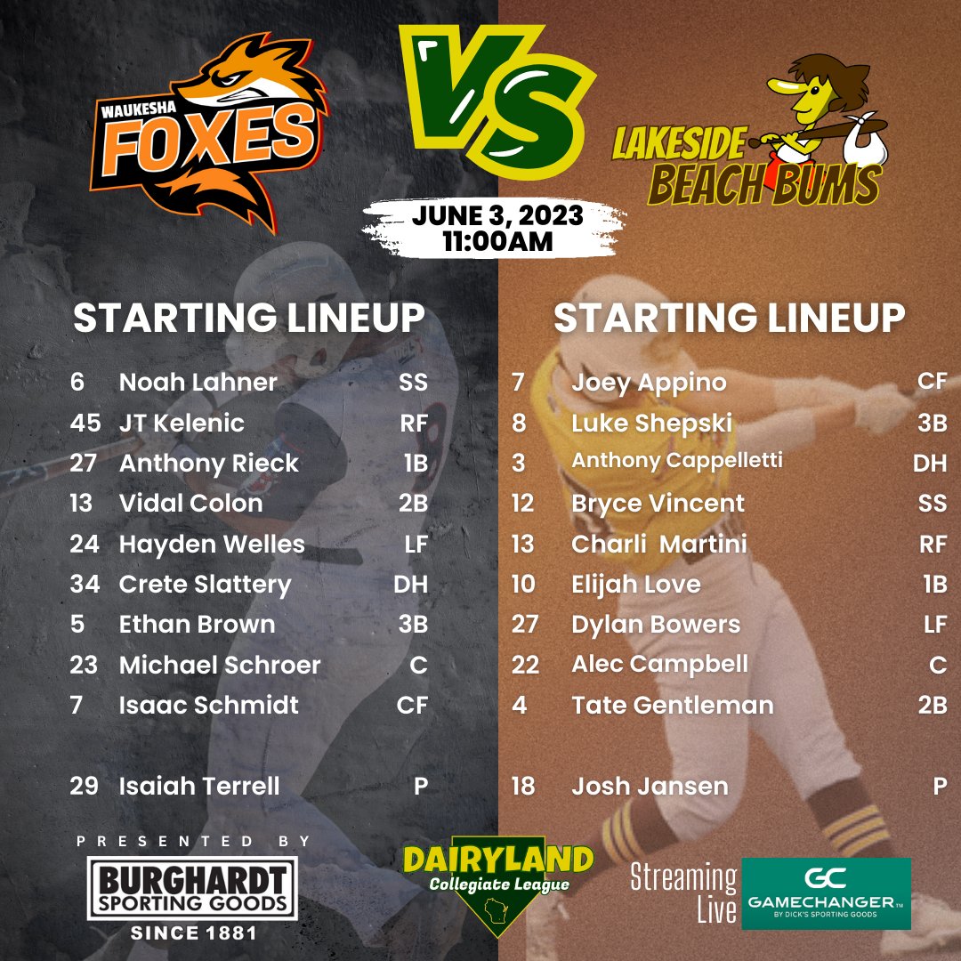 Dairyland Collegiate League on Twitter "Here's your lineups for game 1