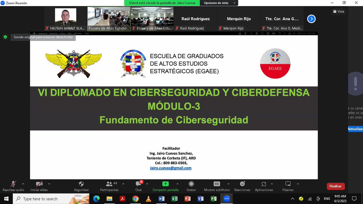 EGAEERD's tweet photo. Seguimos con el VI Diplomado en Ciberseguridad y Ciberdefensa.
@INSUDERD
#EGAEE https://t.co/7fq9eOVQXy
