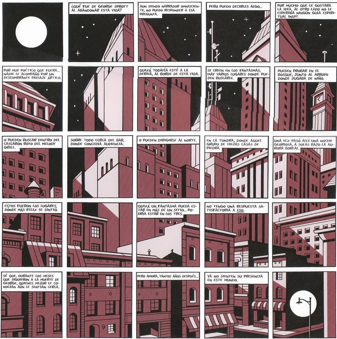 El autor canadiense Seth ya ha utilizado este código en muchas de sus historias, como en estas páginas de “Ventiladores Clyde” (2000-2019) o de “George Sprott. 1894-1975” (2006-2009).