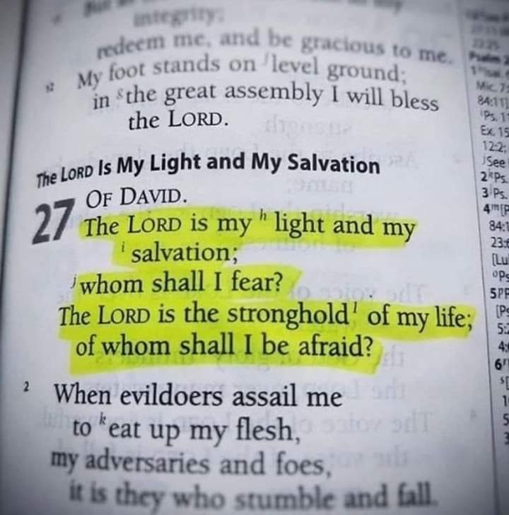InnocentByabag5's tweet photo. PSALM 27:1 https://t.co/GhKjcducSV
