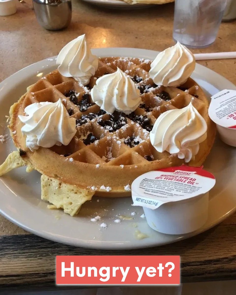 Sure, the waffle in this photo looks delicious as is, but we’re positive it'll look even better when it’s right in front of you -- stop by today! 🧇