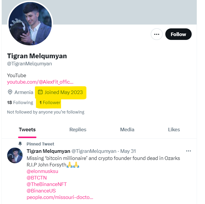 Lillyin_London's tweet photo. do not click on any links this guy sends you. Block him. do NOT engage with his comments. He is already reported! Do not give him any information! #JohnForsyth #Onfo https://t.co/XaJkY3lSJK