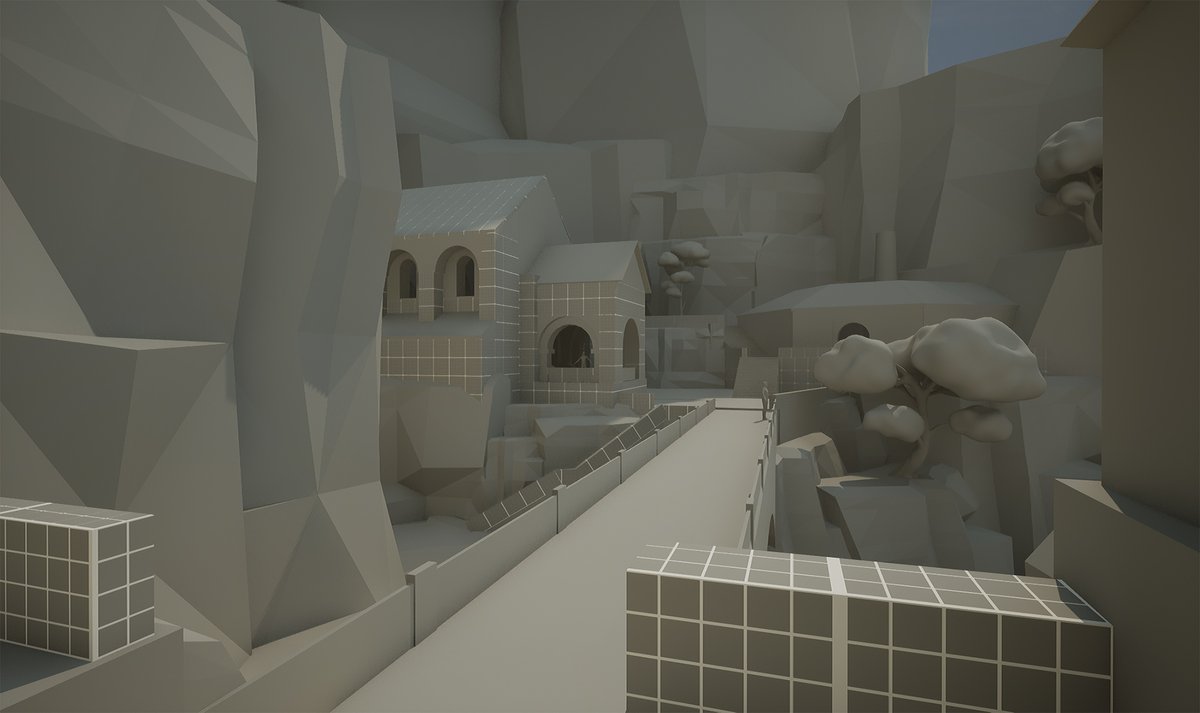 Monowlith's tweet photo. Rough draft for the abbey. Added a smelter where common people can watch the high mage process special metals. The smelting is a quasi-religious ceremony celebrated by the awe-stricken townspeople. Also my scribbles for anyone interested. #gameart #leveldesign #UnrealEngine5 https://t.co/IvGTUWmCV8