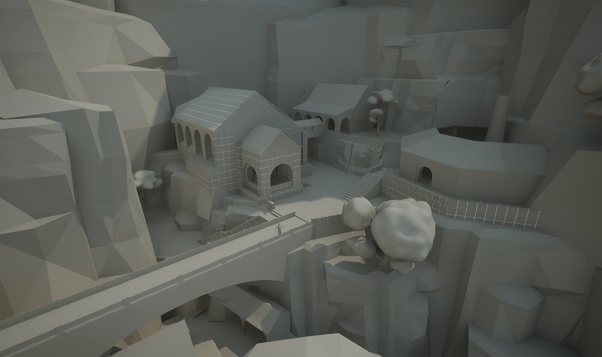 Monowlith's tweet photo. Rough draft for the abbey. Added a smelter where common people can watch the high mage process special metals. The smelting is a quasi-religious ceremony celebrated by the awe-stricken townspeople. Also my scribbles for anyone interested. #gameart #leveldesign #UnrealEngine5 https://t.co/IvGTUWmCV8