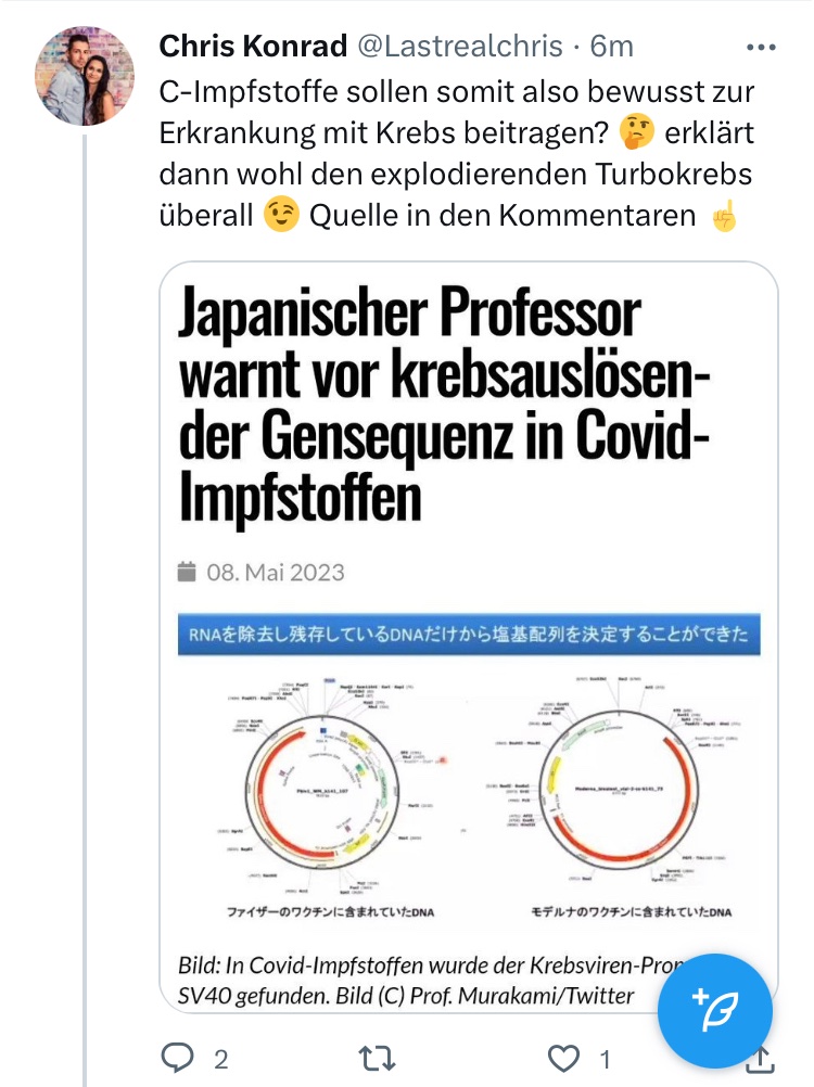 ChantalStadelm1's tweet photo. Die #Impfung ist ja super wenn man #Krebs bekommt! Die #Pharmamafia hat gute Arbeit geleistet! So kann die #Pharma wieder #Geld gewinnen mit neuen #experimentellen #Medikamenten!
@RealWsiegrist
#Impfverbrechen
#Impfbetrug
#Impfmord
#nürenbergerkodex https://t.co/59BjQMDLeS