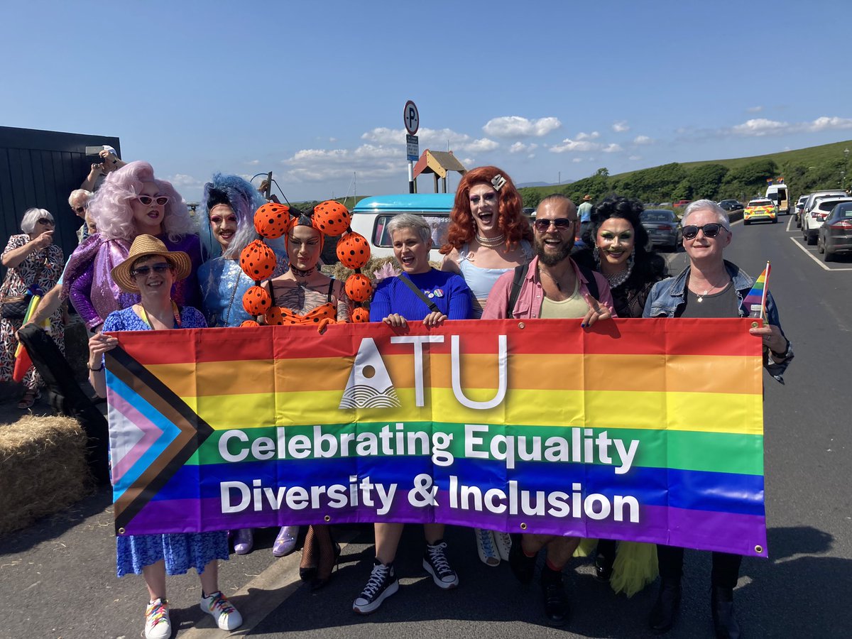 Atlantic Technological University celebrating the start of Pride month at Mayo Pride Parade in Westport today😊🌈@EDI_ATU @atu_ie @OFlynnATU @MariaWalshEU @ATU_Mayo @justinkerr123