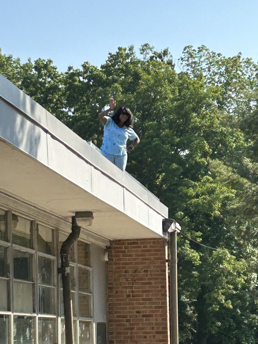 Our principal rocks!  We met our fundraising goal, so she slept on the roof! 💤🛏️<a href="/Millerprin/">Kimberley Giles</a> <a href="/millerptaob/">millerptaob</a>